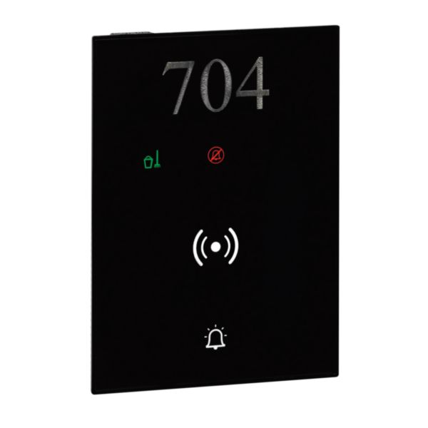 Key card reader + Outside the door indicator (Black color)  in plastic material.