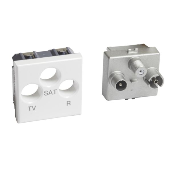 Star demixed coaxial socket for single-user aerial systems, also remote powered and shunting centralised