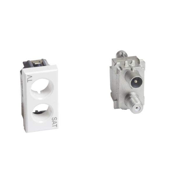 Star demixed coaxial socket for single-user aerial systems, also remote powered and shunting centralised