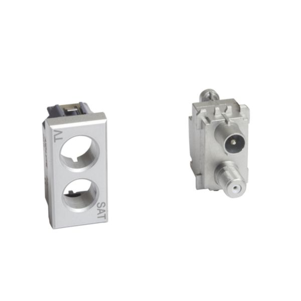 Star demixed coaxial socket for single-user aerial systems, also remote powered and shunting centralised