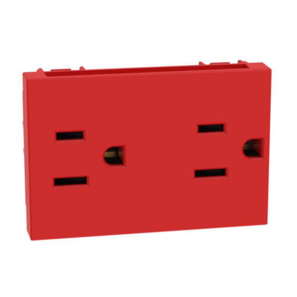 American standard socket outlets. Universal duplex socket 2P+E 15 A - 127/250 Va.c. - Red