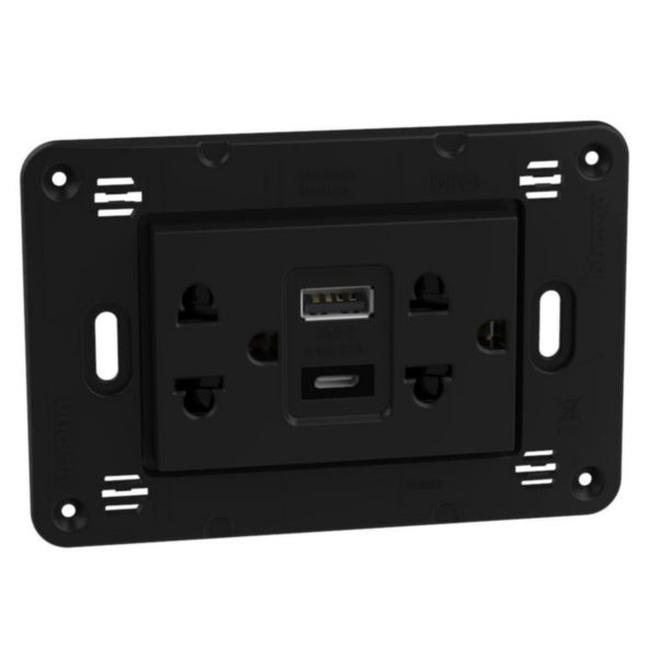 Euro american standard universal duplex socket outlets 2 P+E 16 A 127/250 VA 