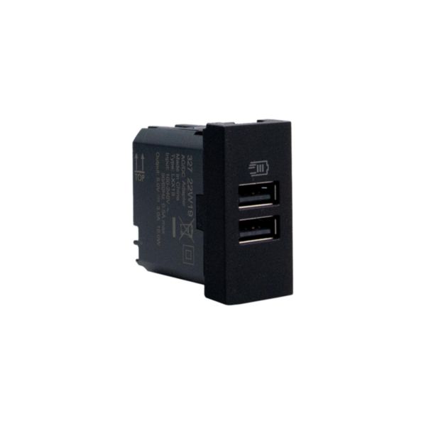 Double USB charger - 2 x Type-A - 5 V= - 3 A - 15 W 