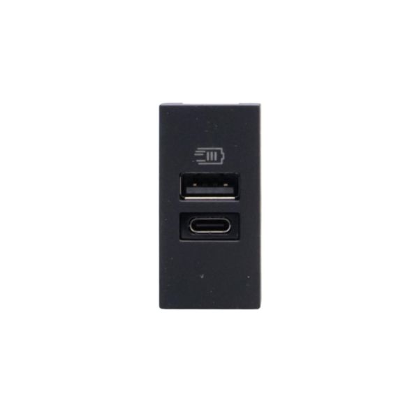 Double USB charger - Type-A + Type-C - 5 V= - 3 A - 15 W