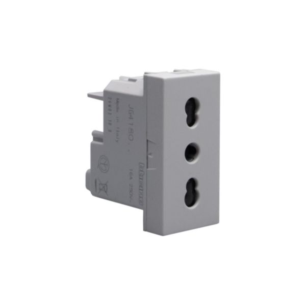 Italian standard P17/11 socket outlets. 2 P+E 16 A 250 Va.c.Grey 