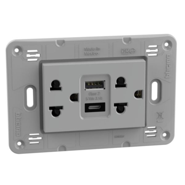 Euro american standard universal duplex socket 2 P+E 16 A 127/250 VA