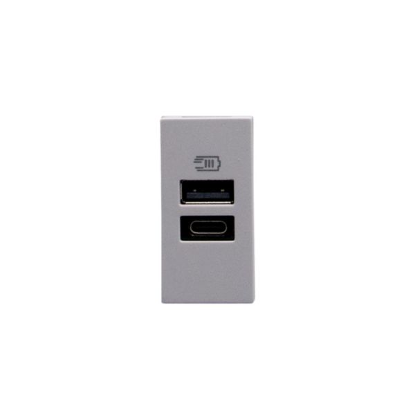 Double USB sockets - Type-A + Type-C - 5 V= - 3 A - 15 W. 