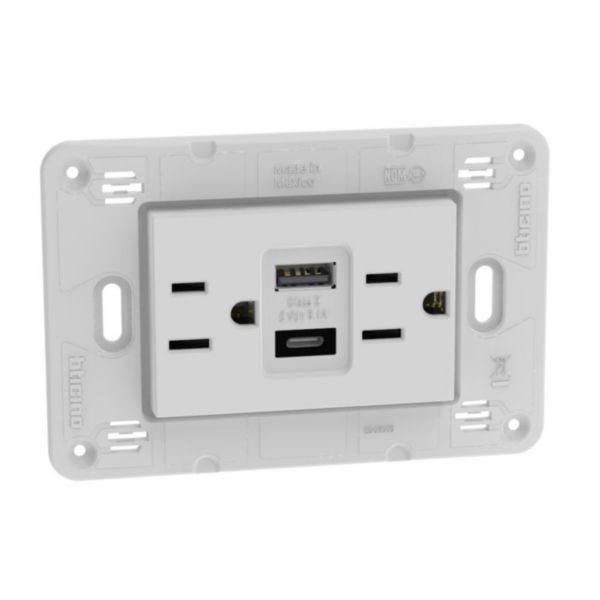 American standard universal duplex socket 2 P+E 15 A 127/250 VA