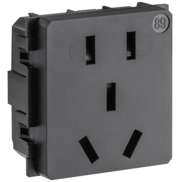 5P+E 10A 250VA chinese standard socket - shuttered contact tubes - 2 modules