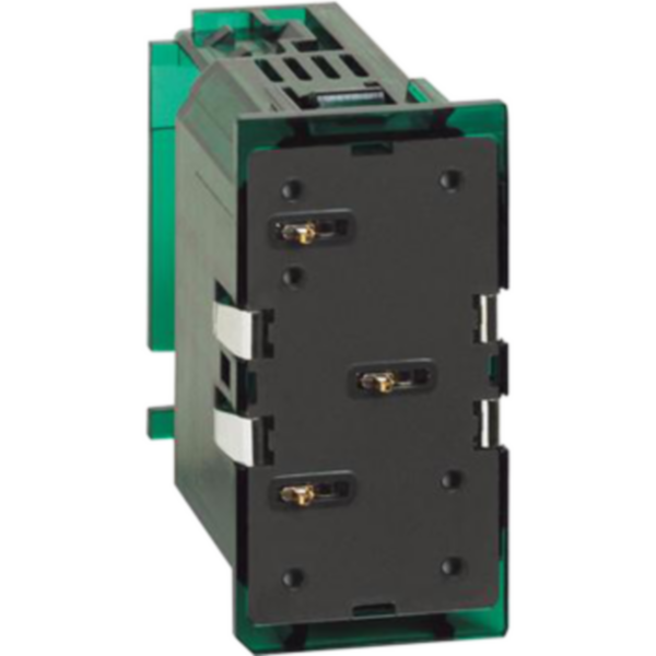 Connection module for the power supply of digital controls and actuators through electrified frame.