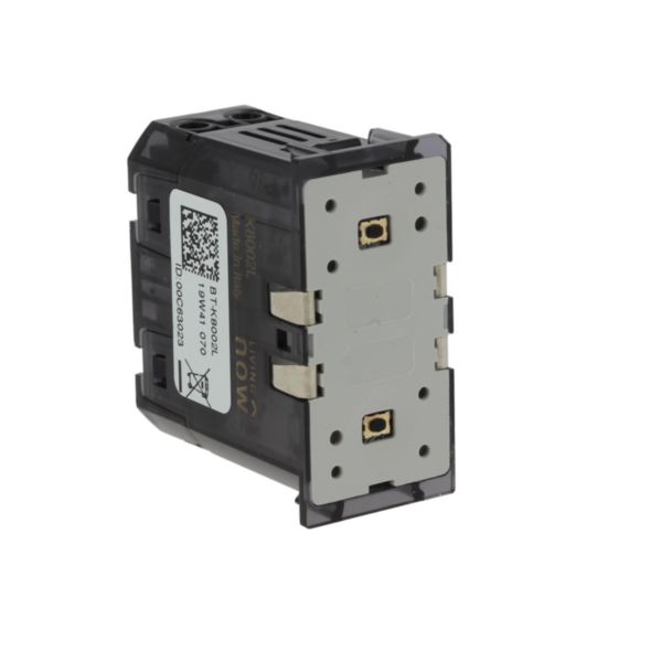 Flush mounted actuator, with 2 independent relays for single or double loads. 1 module.