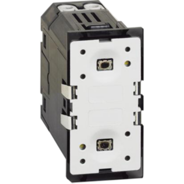 Flush mounted actuator, with 2 independent relays for single or double loads. 1 module.