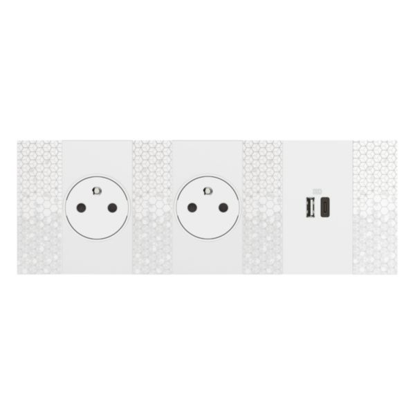Covers for 2-module USB chargers. For items K4285C2, K4286C2, K4287C4