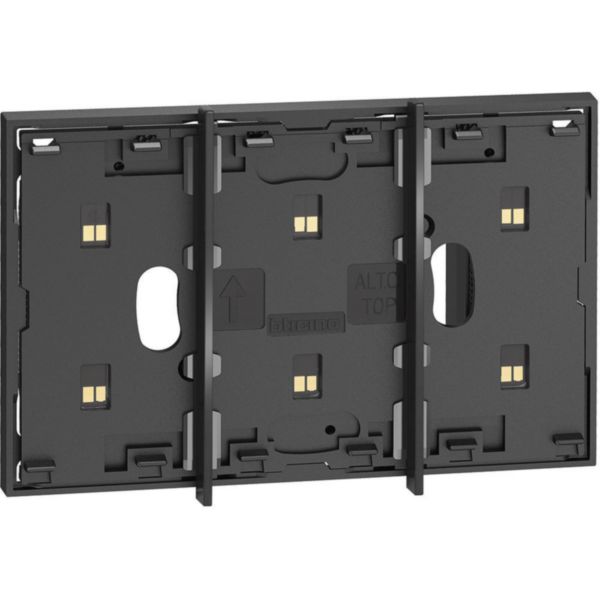 Electrified frame for the installation of up to 3 digital controls. Black.