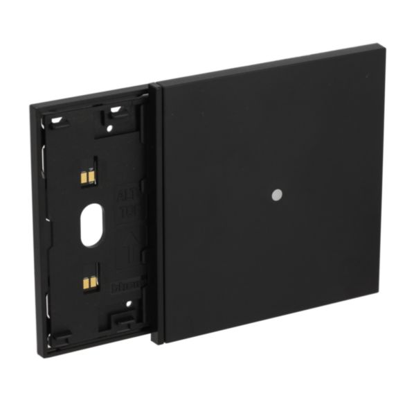 Electrified frame with anti-theft reader escutcheon for 3-module box. Black.