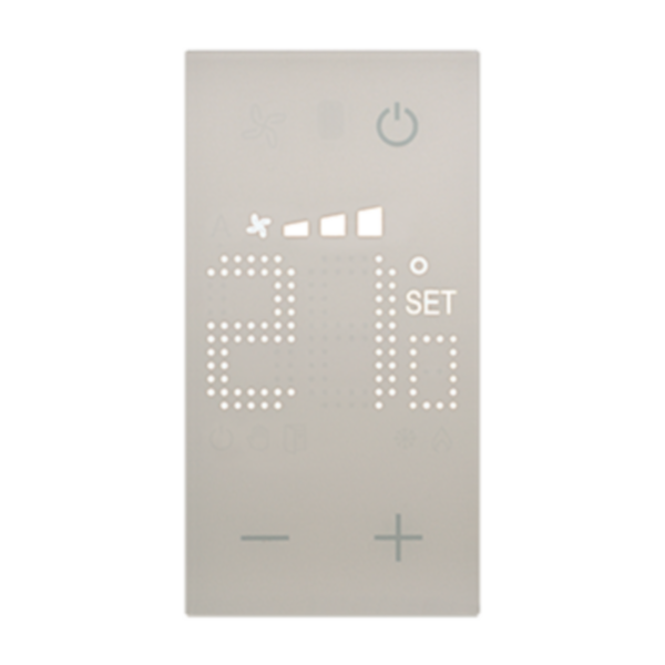 Flush mounted thermostat with backlit display for the management of different types of systems.