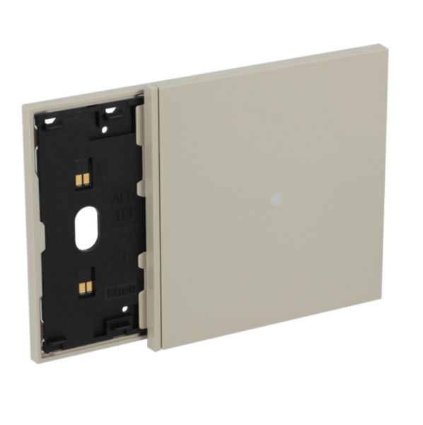 Electrified frame with anti-theft reader escutcheon for 3-module box. Sand.