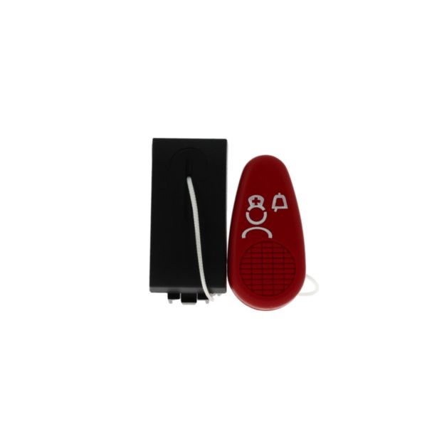 Cord pushbutton (NC/NO) to be installed in the bathroom. Handle red color and icon with a nurse to activate request for assistance.