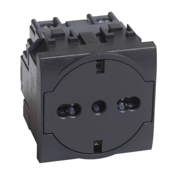 Flat socket German and Italian standard 2 P+E 16 A 250 Vac