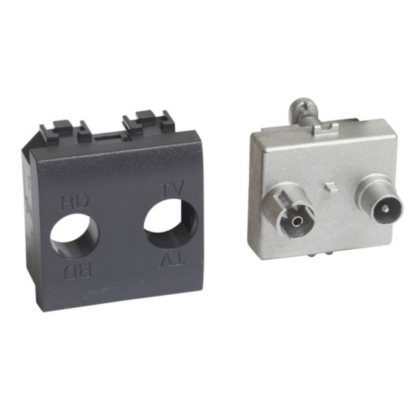 Double coaxial shunted socket for TV and FM-LMC reception - diameter 9.5mm - Belgium (Telenet operator)