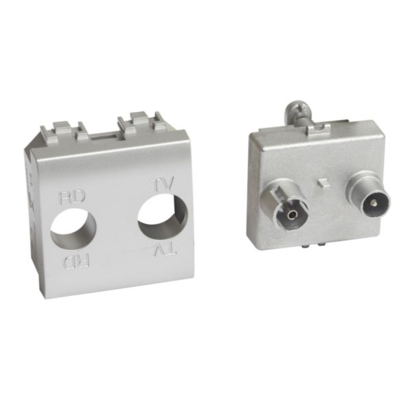 Double coaxial shunted socket for TV and FM-LMC reception - diameter 9.5mm - Belgium (Telenet operator)