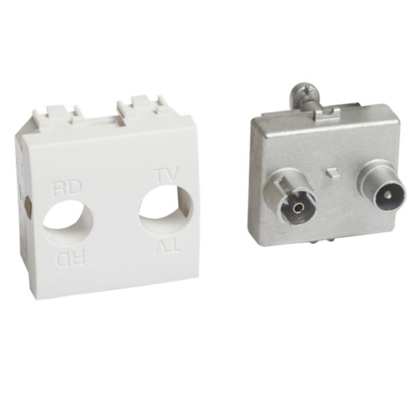 Double coaxial shunted socket for TV and FM-LMC reception - diameter 9.5mm - Belgium (Telenet operator)