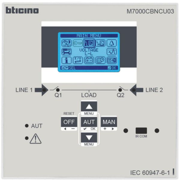 Automatic control switching unit for the management of 2 circuit breakers