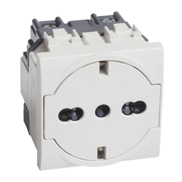 Flat socket German and Italian standard 2 P+E 16 A 250 Vac