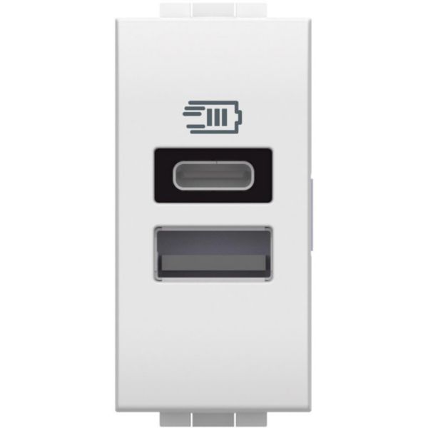 5 Vdc type A and C USB charger for 1 device up to 3A or 2 devices up to 1.5A