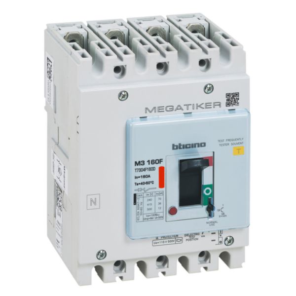 M3 160F - thermal-magnetic Mccb with residual current protection integrated 4P - Icu= 36kA - In= 160A