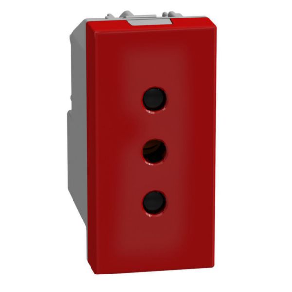 Italian standard P11 socket 2P+E 10 A 250 V - 1 module - red