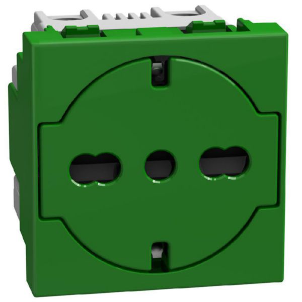 Italian standard P40 socket 2 P+E 16 A 250 V - 2 modules - green
