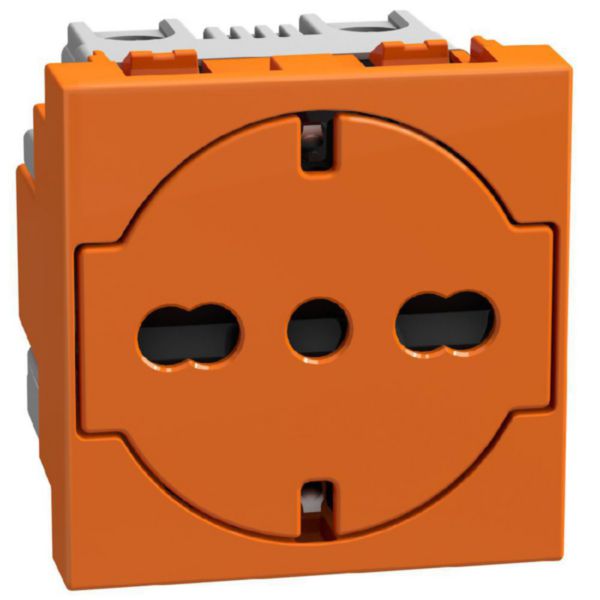 Italian standard P40 socket 2 P+E 16 A 250 V - 2 modules - orange