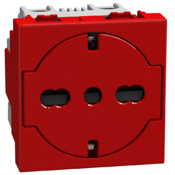 Italian standard P40 socket 2 P+E 16 A 250 V - 2 modules - red