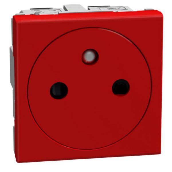 French standard socket 2 P+E 16 A 250 V - flat - 2 module - red