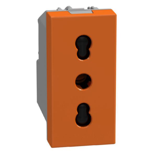 Italian standard P17/11 socket 2P+E 16 A 250 V - 1 module - orange