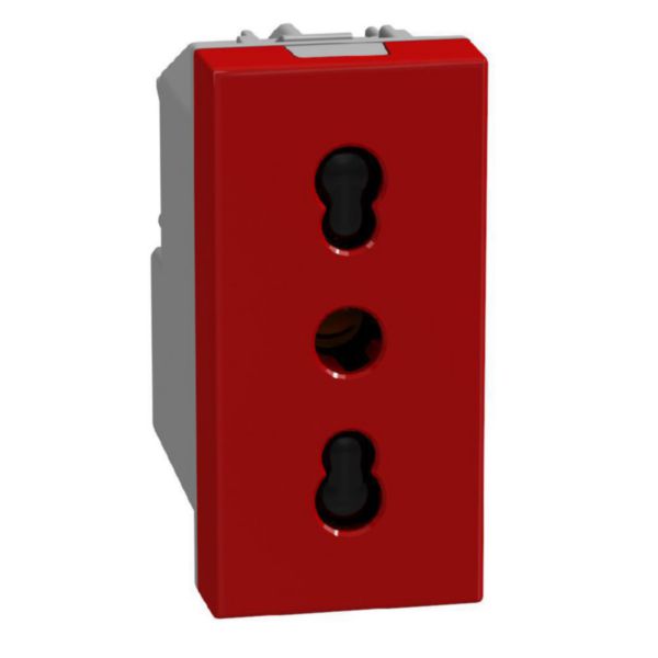 Italian standard P17/11 socket 2P+E 16 A 250 V - 1 module - red