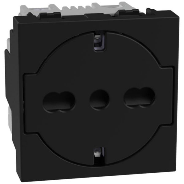 Italian standard P40 socket 2 P+E 16 A 250 V - 2 modules - dark