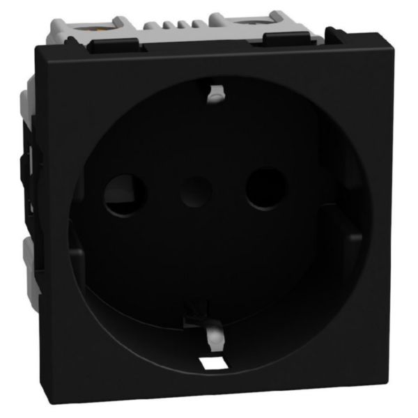 German standard socket 2P+E 16 A 250 V - 2 modules - for Greece - dark
