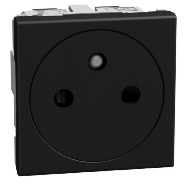 French standard socket 2 P+E 16 A 250 V - flat - 2 module - dark