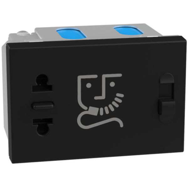 Shaver socket with insulation transformer - 3 modules - dark