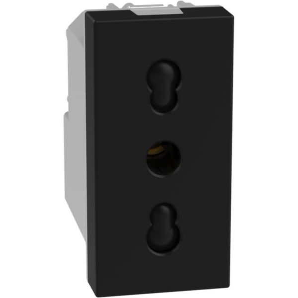 Italian standard P17/11 socket 2P+E 16 A 250 V - 1 module - dark