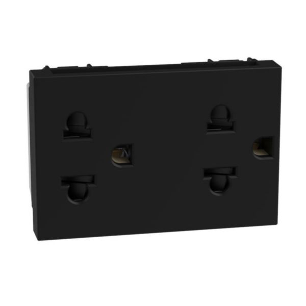 European/american standard socket 2 P+E 16 A 127/250 V - 3 modules - dark