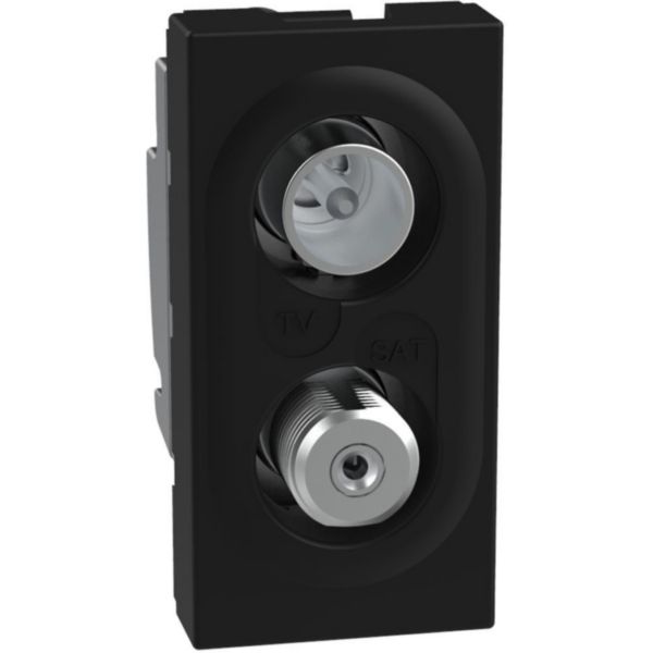 Direct demixed coaxial socket - type F SAT connector - 1 module - dark