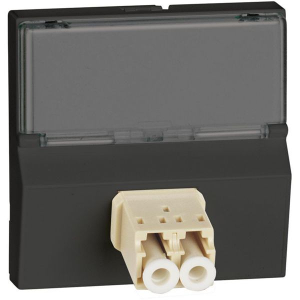 LC cable socket for optical fiber - 2 modules - dark