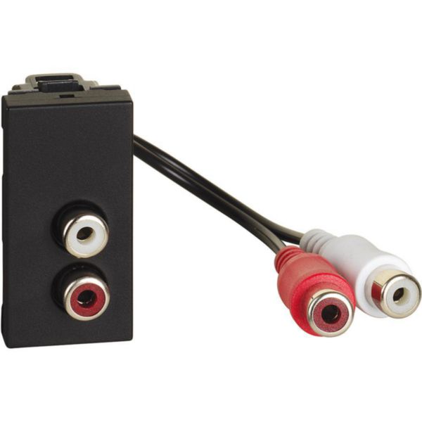 Double RCA connector - 1 module - dark
