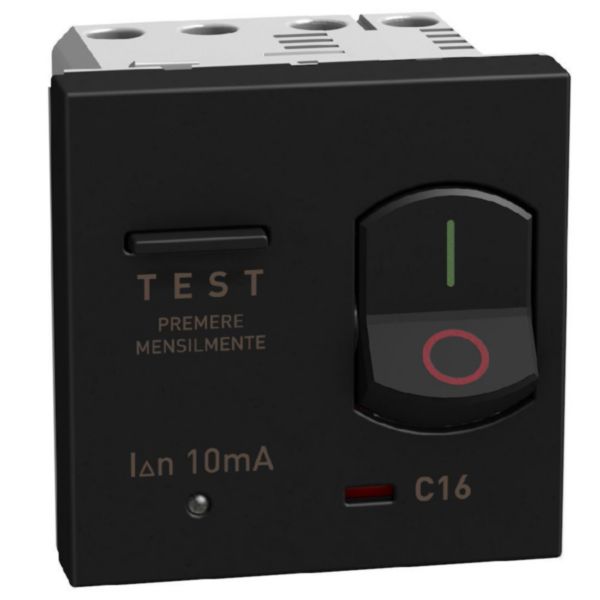Thermal magnetic circuit breaker with earth leakage protection - 16A 230 Vac Idn 10mA - dark