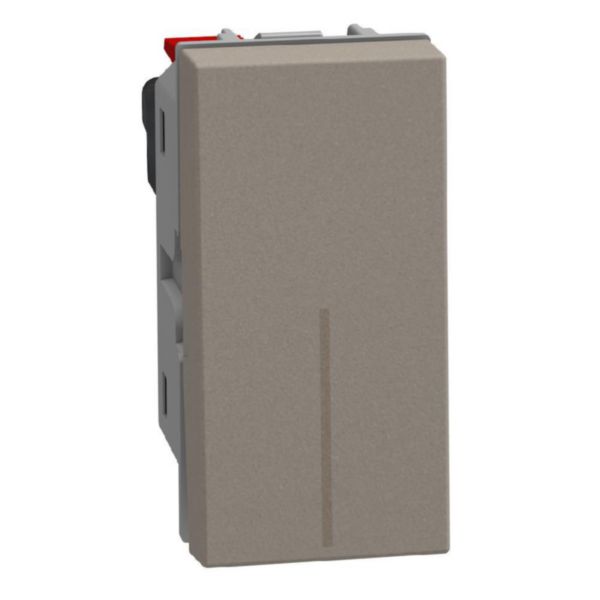 Pushbutton 1P NO 10A 1 module stone, rocker, lightable, automatic terminals