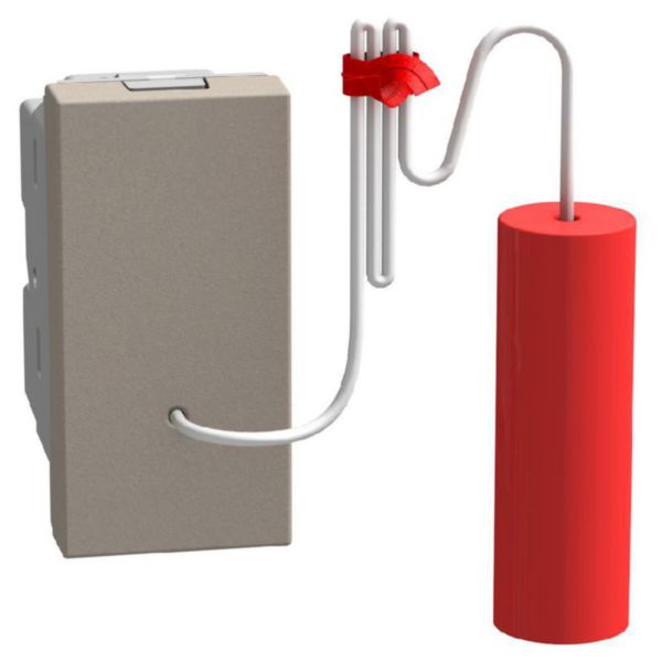 Cord pushbutton 1P NO/NC 10 A 250 V - cord length 1,8 m - 1 module - stone