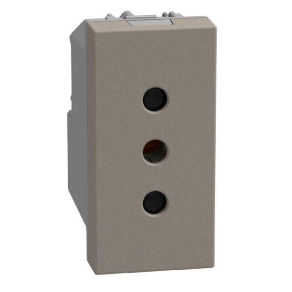 Italian standard P11 socket 2P+E 10 A 250 V - 1 module - stone